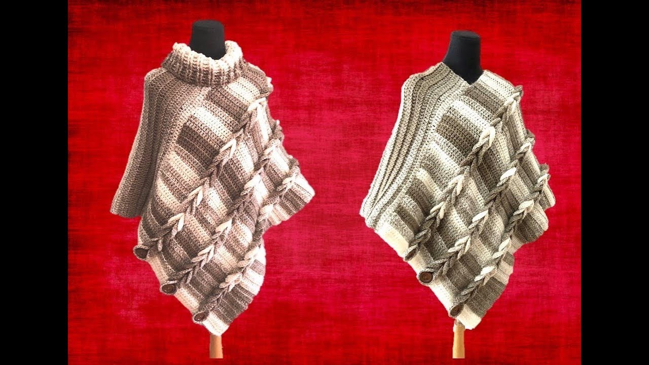 El Poncho Trenzado Holgado Con o Sin Cuello Paso a Paso Tejido en Crochet
