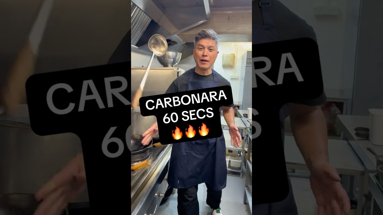 Carbonara 60 secs 🔥🔥 #carbonara #cooking #chinesecooking #chef #italian