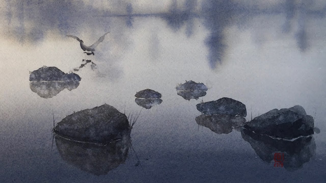 WATERCOLOR - How to paint rocks & reflections