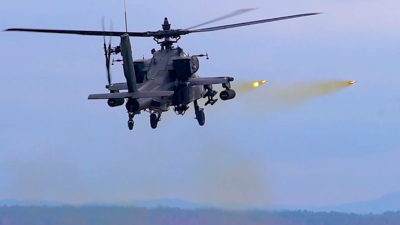 AH-64 Apache Helicopter Gunships Practice Aerial Gunnery at Grafenwöhr Training Area, Germany 4K UHD