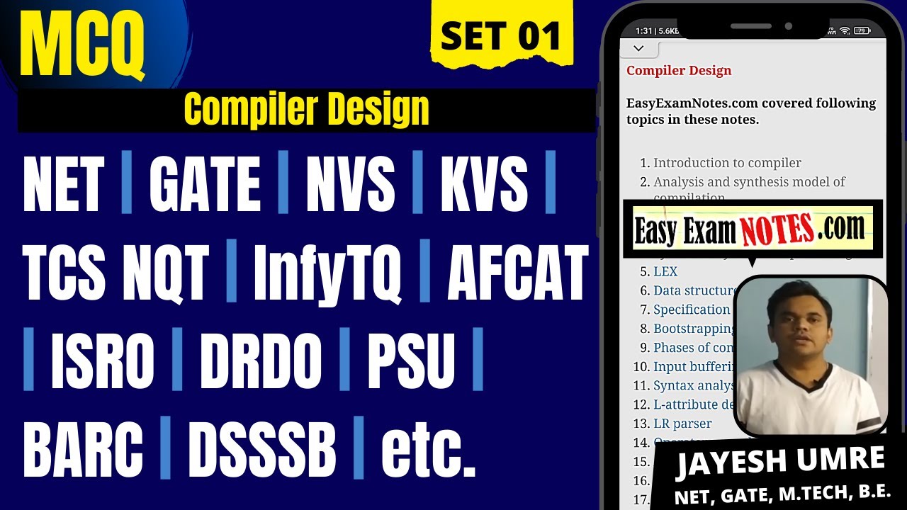 Top 500 Compiler Design MCQ for  GATE, NET, ISRO, KVS, NVS, PGT, DSSSB | SET 02