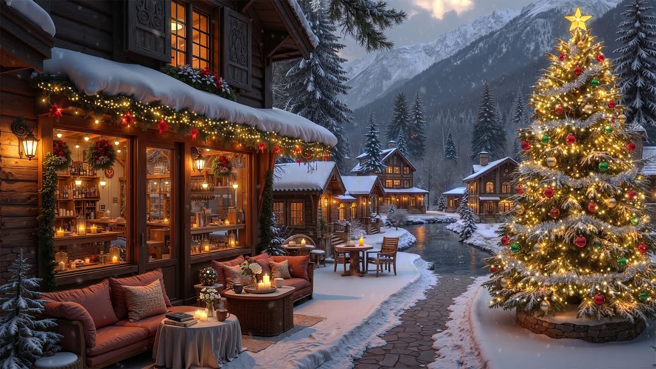 Cozy Winter Coffee Shop Ambience🎄Relaxing Christmas Jazz Music for Stress & Relief