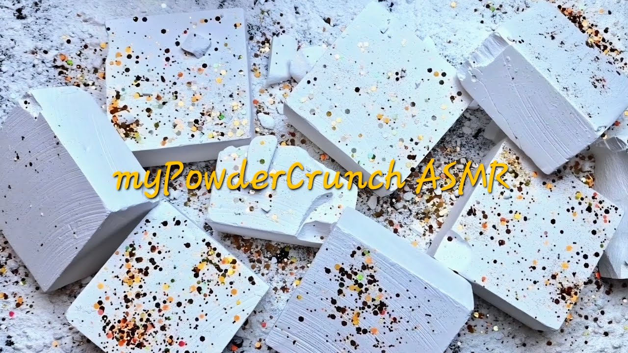 Fresh Gym Chalk Blocks topped with Golden Glitter • ASMR • Crunchy Plain Jane • Oddly Satisfying 