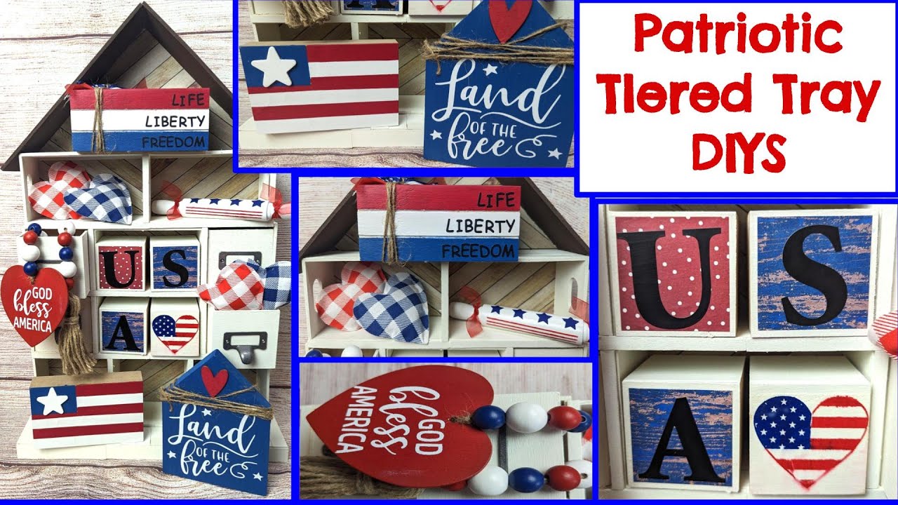⭐QUICK EASY DOLLAR TREE PATRIOTIC TIERED TRAY DIYS | Magnolia Design Co | AMERICANA DIYS ⭐