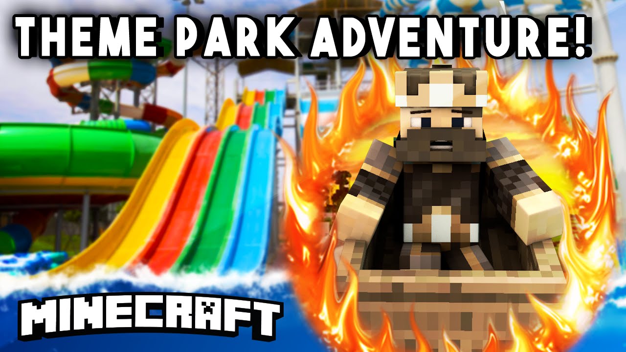 THEME PARK ADVENTURE [Ep4] (Water Slides, Rollercoasters, & More!) - Minecraft Maps