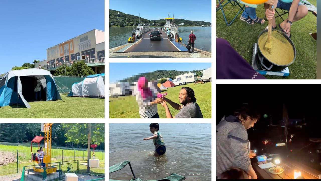 Camping in Germany | camping main anniversary celebration| River Rhein k kinaray | haleem banaya