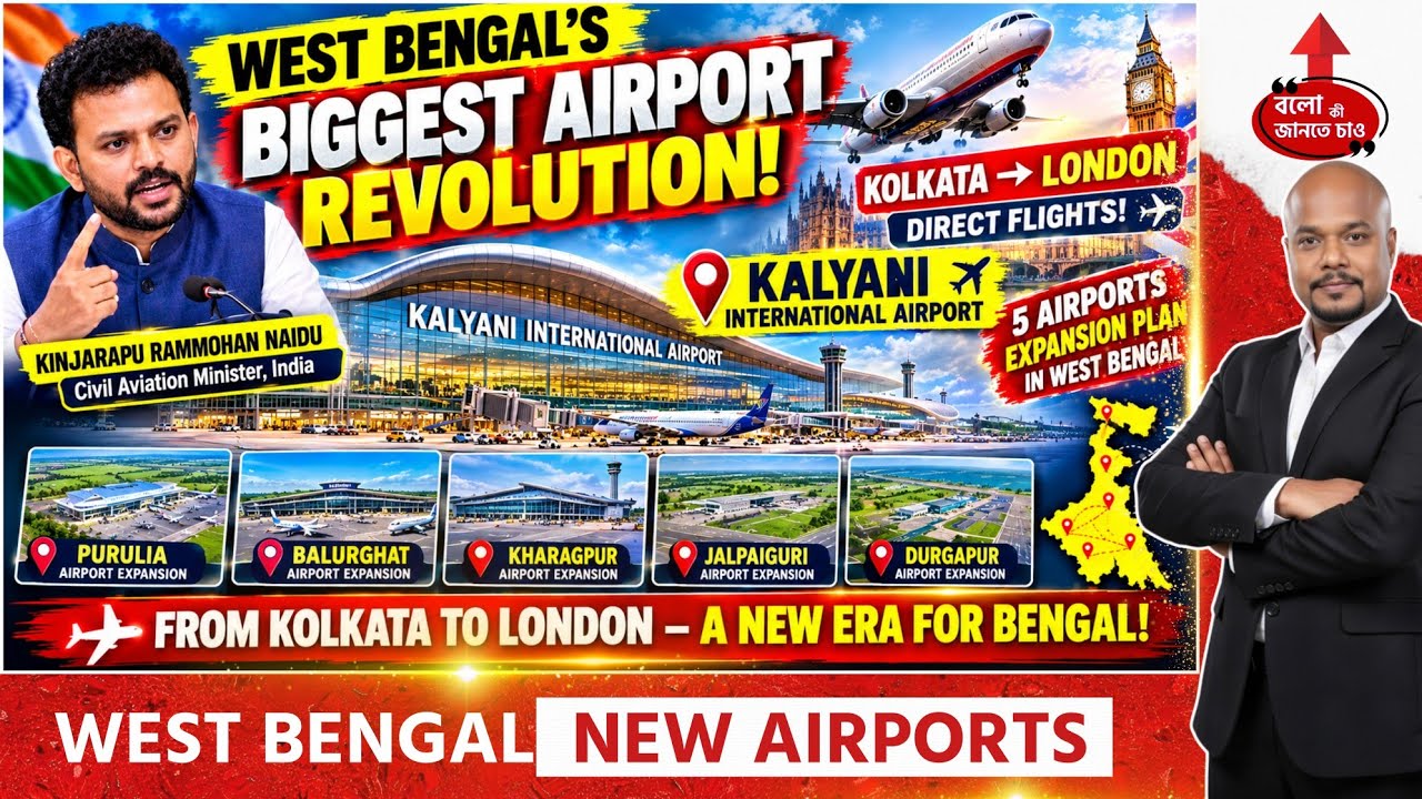 WEST BENGAL&rsquo;S 4 NEW AIRPORTS & 2,000-ACRE KALYANI AIRPORT | DIRECT EUROPE FLIGHTS