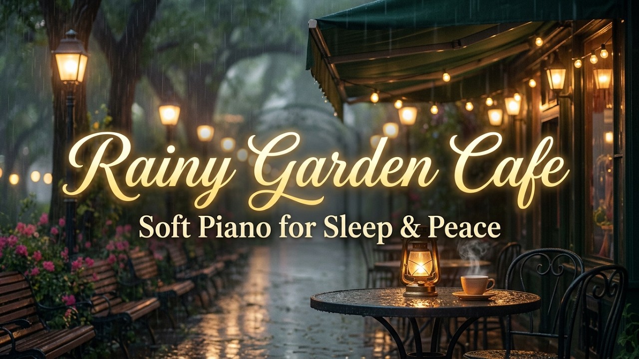 Rainy Night Walk Through a Cozy Town 🌧️ Soft Piano Relaxing Ambience