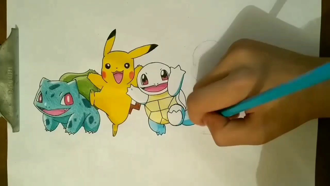 Speed Drawing Pokémon / Bulbasaur, Pikachu, Squirtle, Charmander