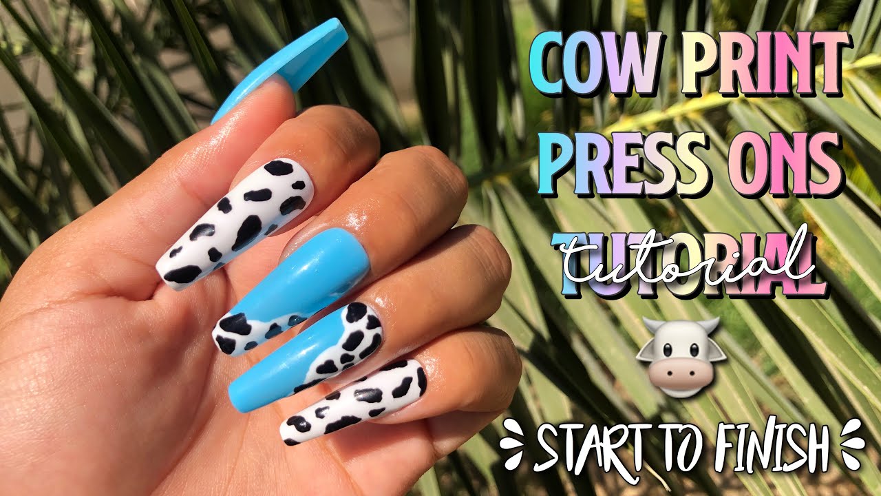 COW PRINT PRESS ON NAILS : START TO FINISH TUTORIAL 🐮