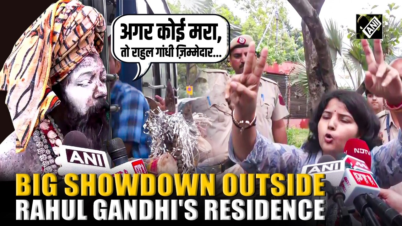 Delhi Police detains sadhus and protesters outside Rahul Gandhi's residence; more details awaited