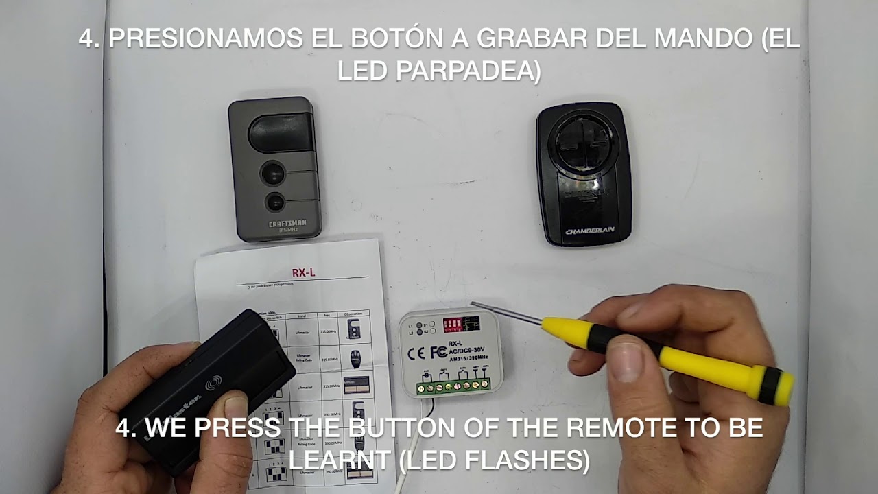 RX L 315 390 MHz - Grabación de mandos con nuestro receptor de hasta 250 códigos