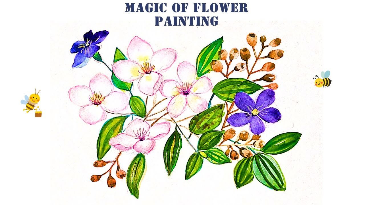 The Princess flowers watercolor painting| How I painted princess flowers and leaves.