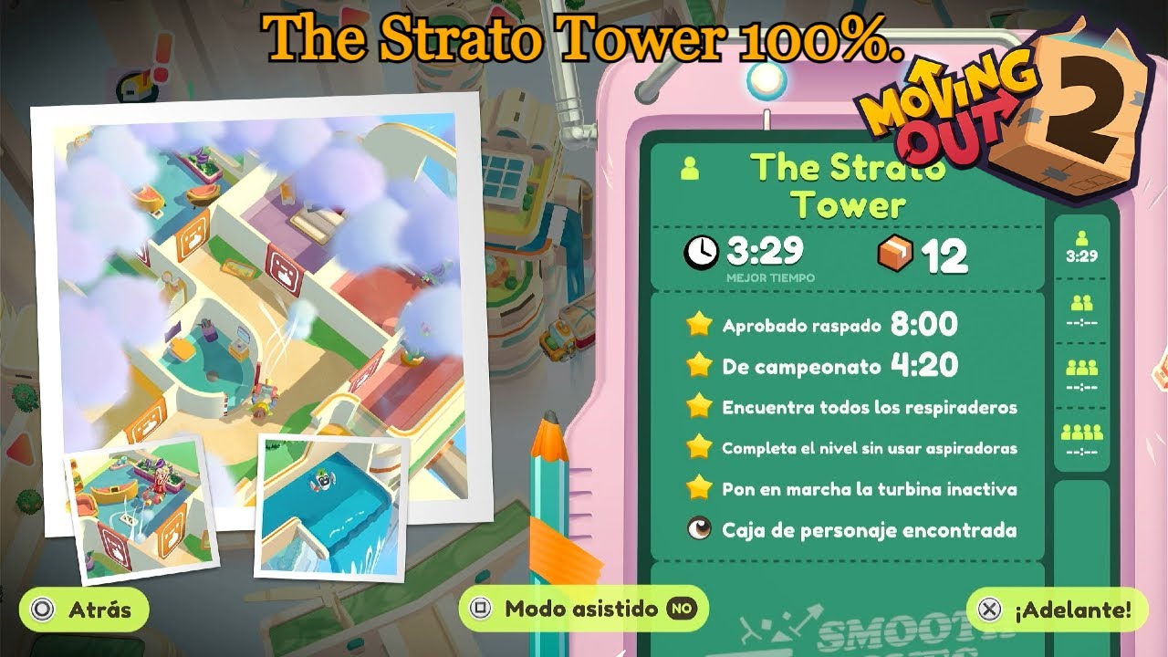 Moving Out 2 | The Strato Tower al 100% con todos los objetivos.