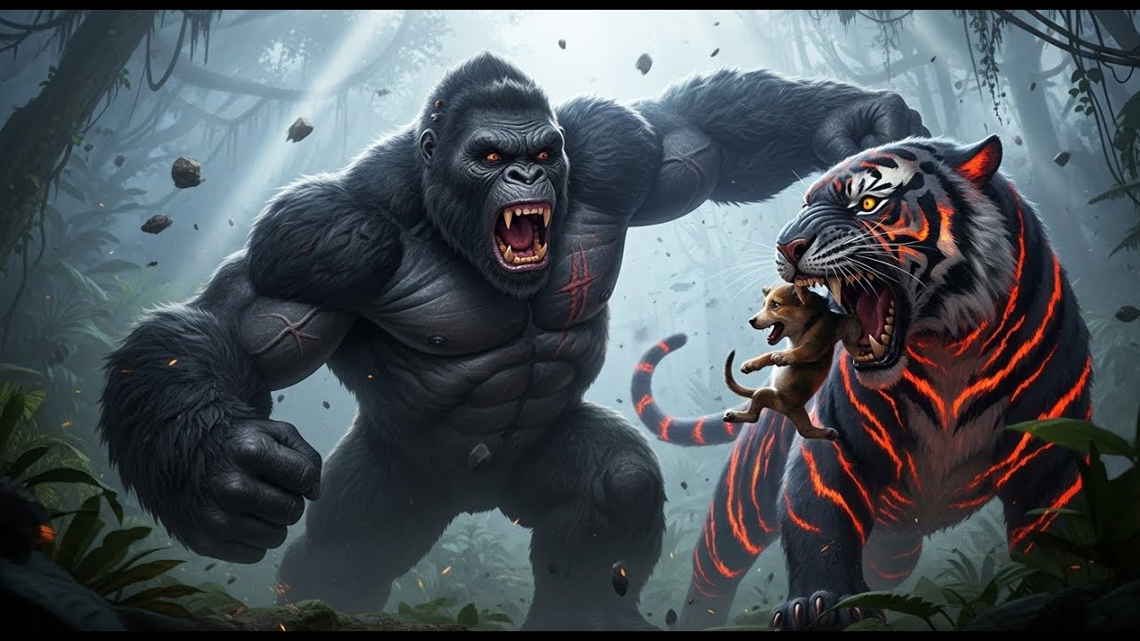 kong battles giant mutant tiger epic rescue mission
