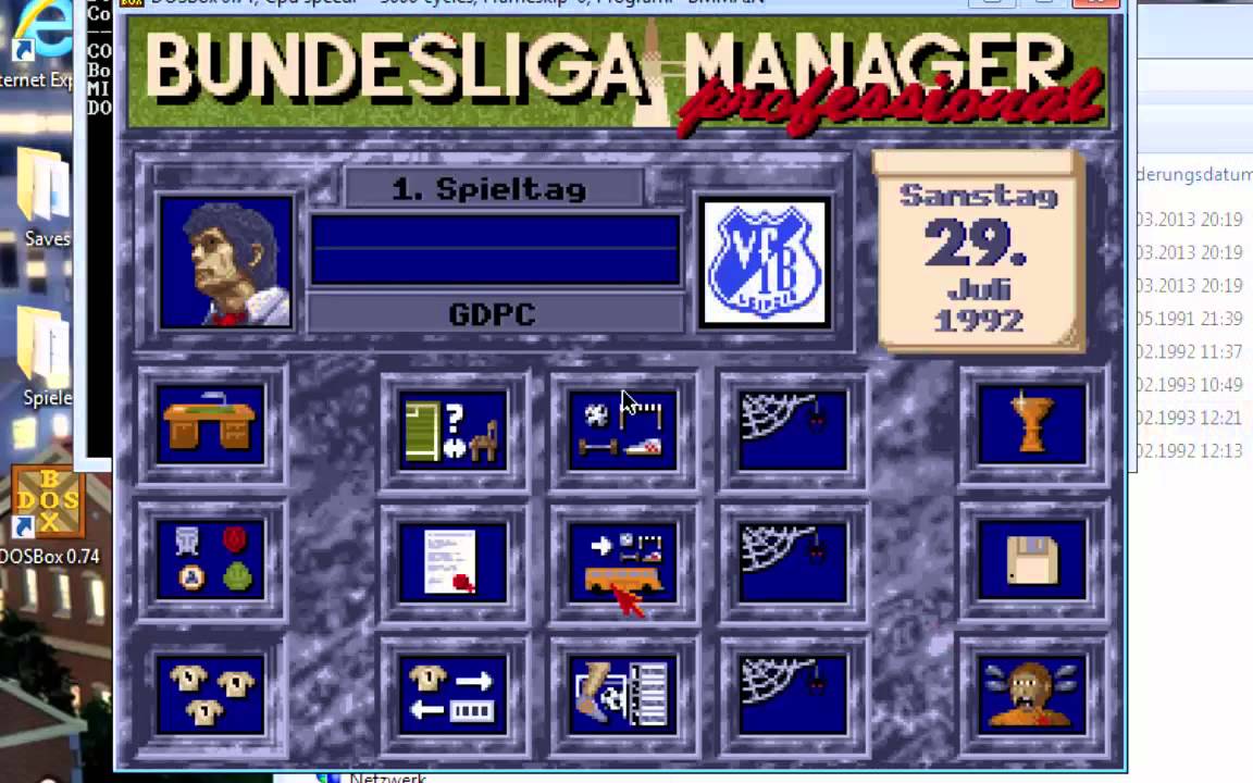 GDPC: Bundesliga Manager Professional auf Windows 10 + 8 + 7  spielen mit DOS-Box / The Manager