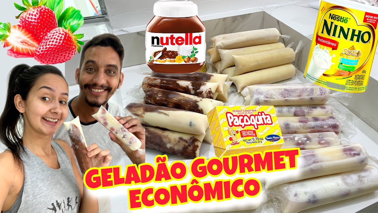 GELADÃO GOURMET DE NINHO COM MORANGO, NINHO COM NUTELLA E PAÇOCA *gastando pouco*