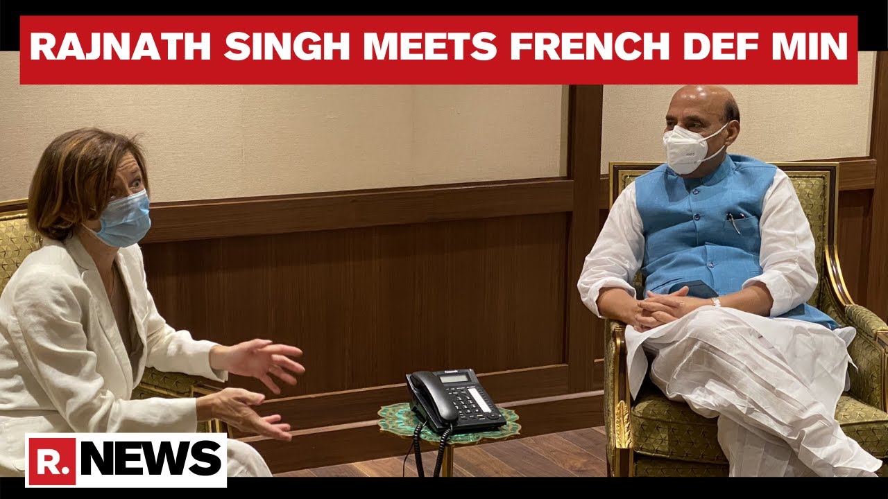 Rajnath Singh Arrives At Palam Air Force Station With French Defence Minister