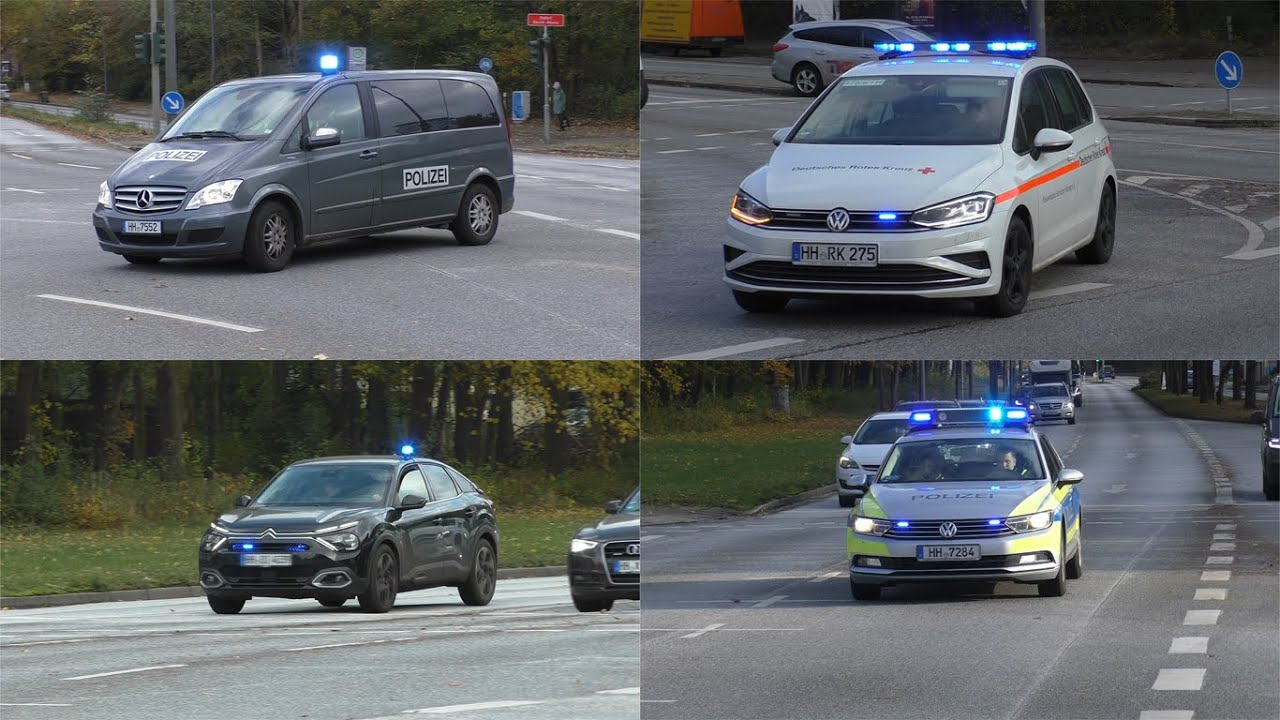 [Amokalarm an Hamburger Schule] Einsatzfahrten Polizei und DRK Hamburg