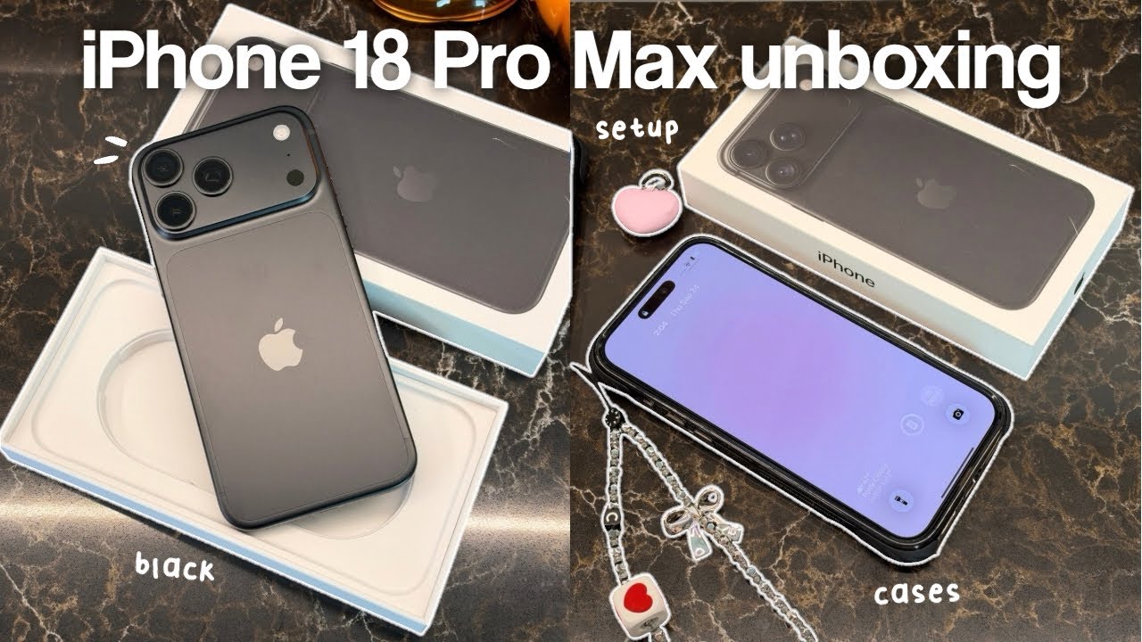 Estetyczny unboxing iPhone 18 Pro Max (czarny)  akcesoria, setup, personalizacja