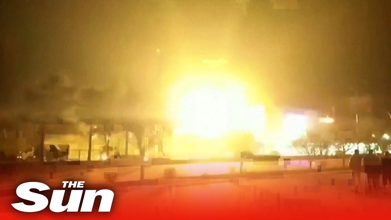 Moment Iranian military factory blows up in flames after drone attack