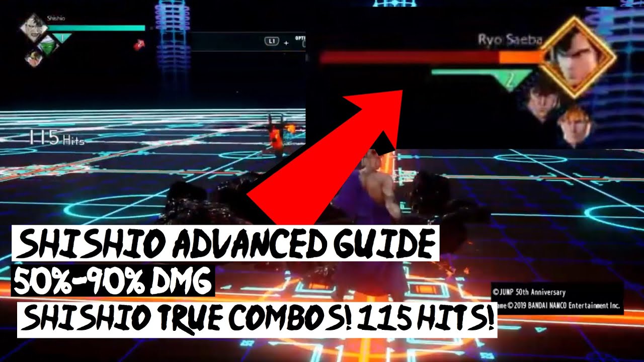 JUMP-FORCE SHISHIO ADVANCED TRUE COMBOS 50%-90% DAMAGE, BEST COMBOS WITH SHISHIO! PICOLO ASSIST.