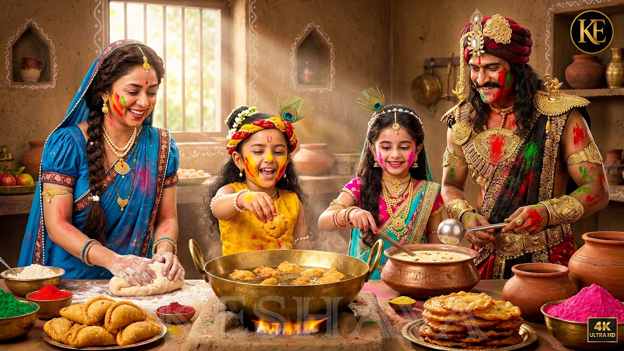 होली पर कंस ने मैया और कान्हा संग चूल्हे पर बनाया खाना|| YMKN || Shree Krishan leela