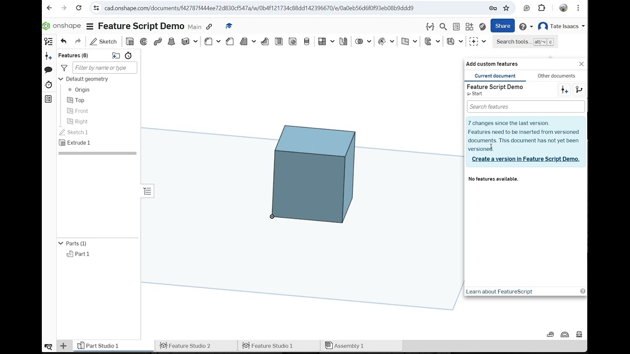 How to Create and Use a Feature Script in onshape