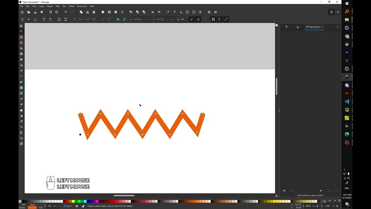 zig zag line and wave line in Inkscape