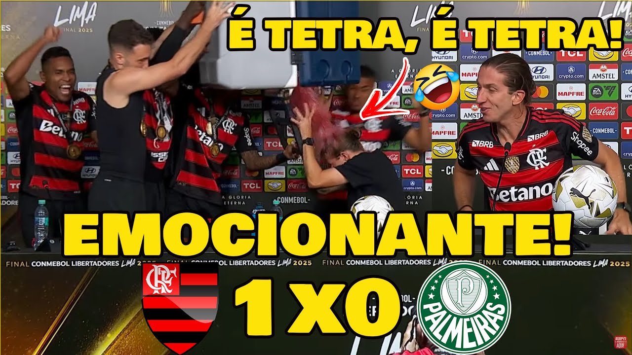 FILIPE LUÍS SE EMOCIONA NA ENTREVISTA COLETIVA! FLAMENGO TETRA CAMPEÃO DA LIBERTADORES!