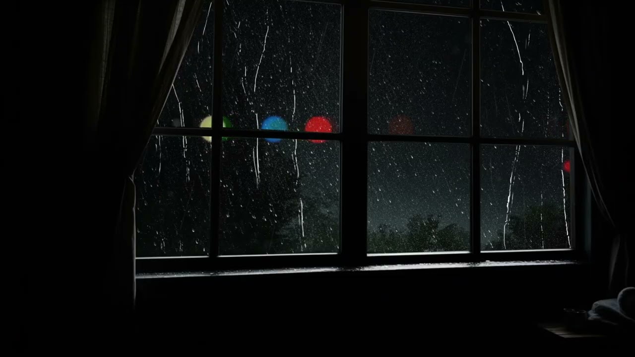 Rain on Window Pane with Thunder - Soothing Night Sleep Sounds