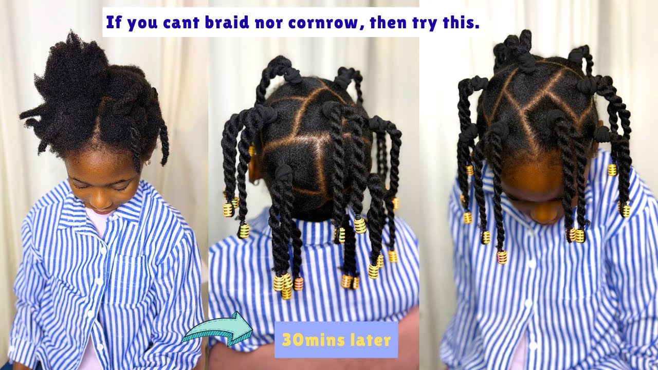 If You Can´t Braid Or Cornrow, Try This Super Easy and Quick Hairstyle For Kids With Short Hair