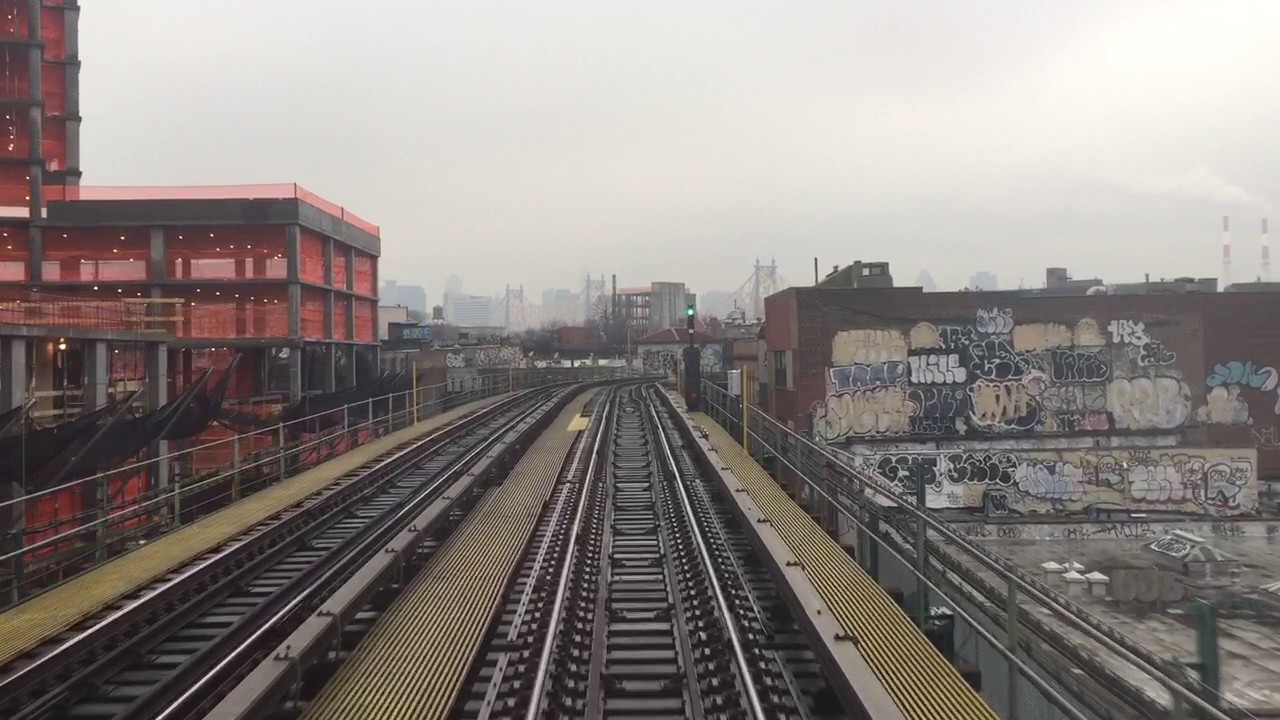 Front window view of an R62A (7) local train from 34th Street-Hudson Yards to Flushing-Main Street