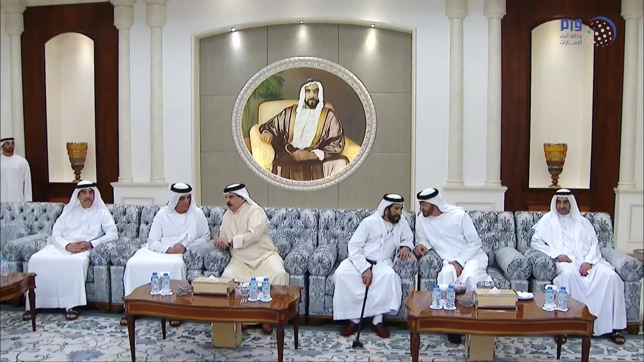 محمد بن زايد يتقبل تعازي الحكام وملك البحرين وأمير مكة وجموع المعزين في وفاة سلطان بن زايد