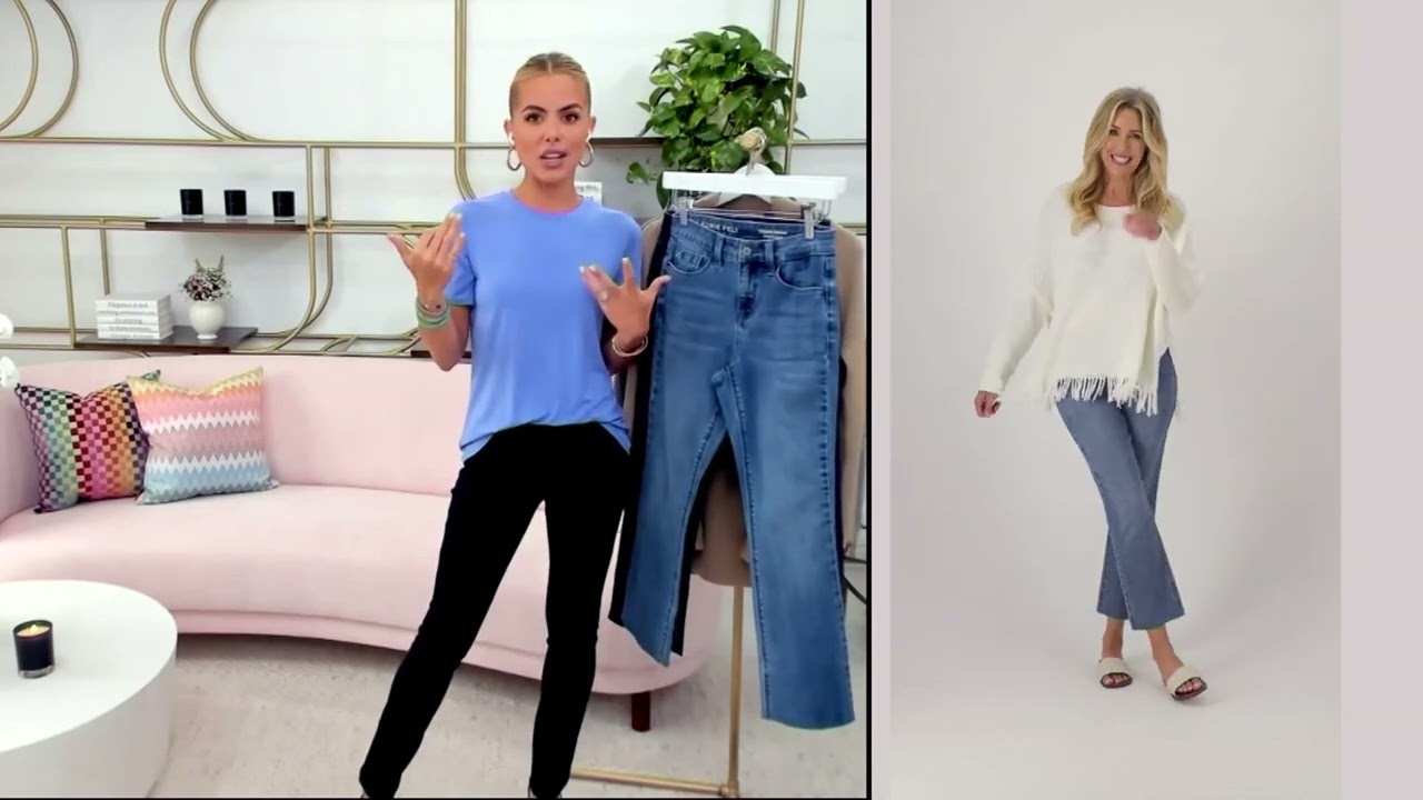 Laurie Felt Classic Denim Crop Bootcut Jeans with Raw Hem on QVC