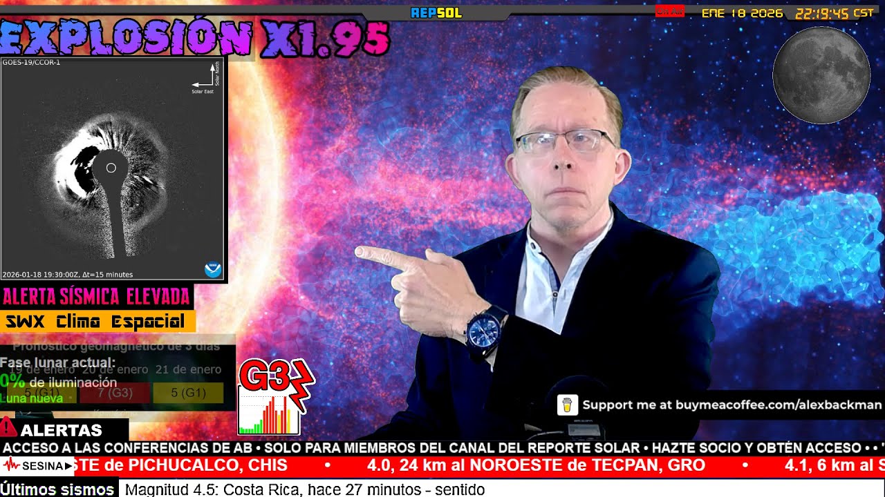 ALERTA SOLAR URGENTE ☼ LLAMARADA X1.95 SE DIRIGE A LA TIERRA  &bull; SE ESPERAN TORMENTAS G3⚡ ENE 18 2026