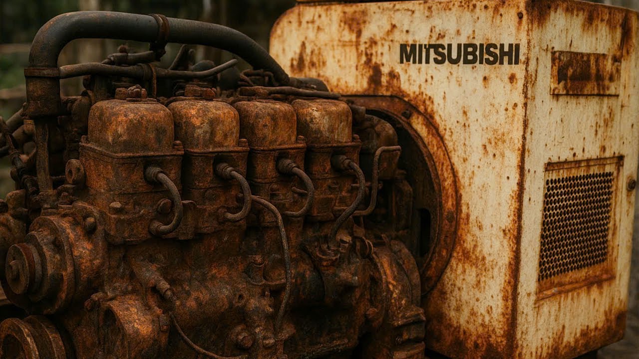 Complete Restoration of a Rusted Mitsubishi Generator and Three-Cylinder Engine