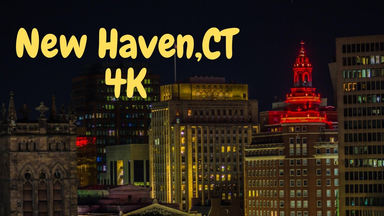 Driving Downtown -  NEW HAVEN,CT 4K - Night Drive