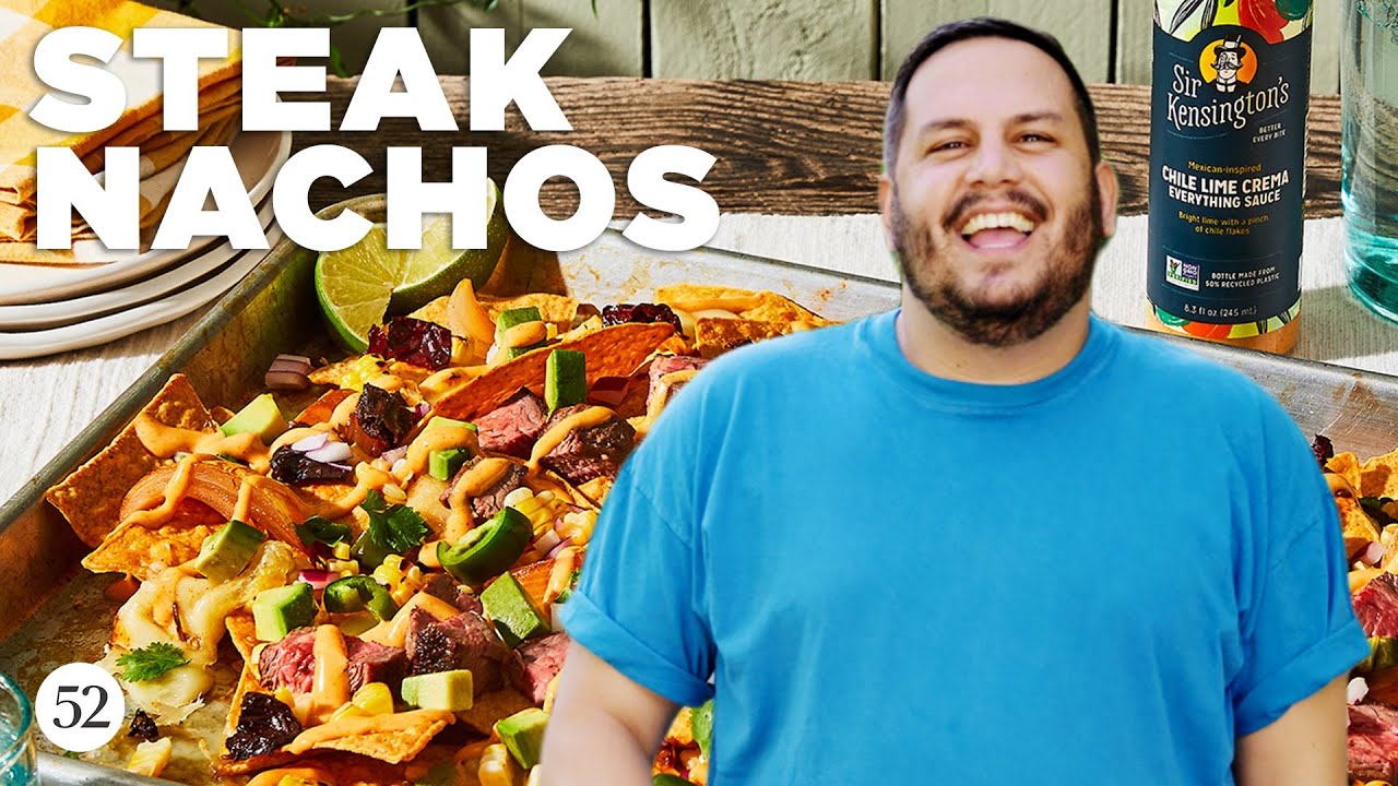 Dan Pelosi&rsquo;s Grilled Steak Nachos With Chile Lime Crema | Food52 + Sir Kensington&rsquo;s