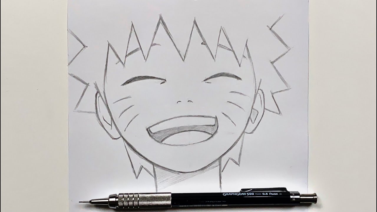 رسم انمي سهل | تعلم رسم ناروتو الصغير خطوة بخطوة باستخدام قلم رصاص فقط
