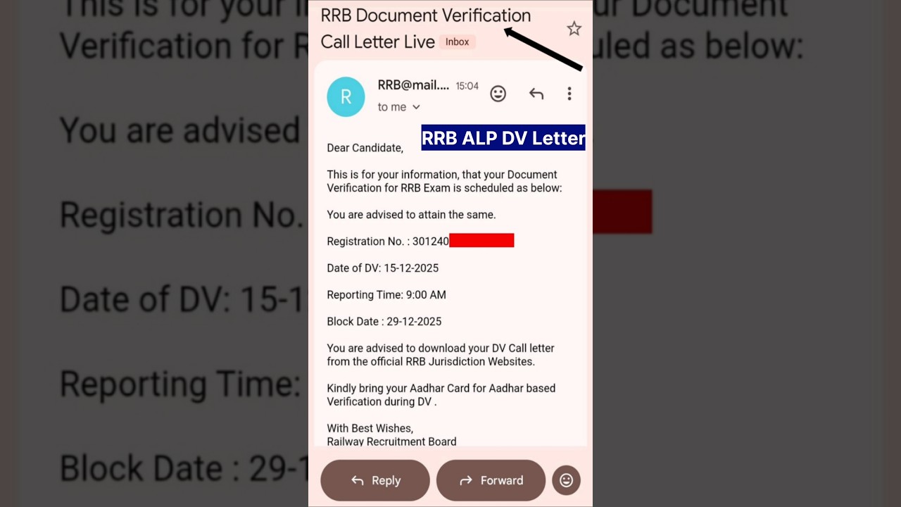 RRB ALP DV Call Letter 2025 #rrb #rrbalp2025 #rrbalp2024 #rrbalp #rrbntpc #rrbje #rrbgroupd2025 #ssc