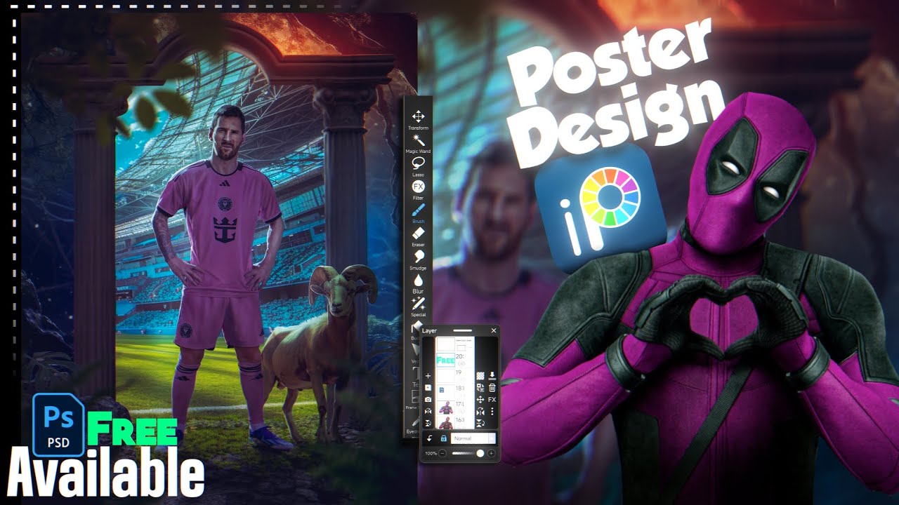 Плакат с манипуляцией футболом в Ibis Paint X | Android и iOS