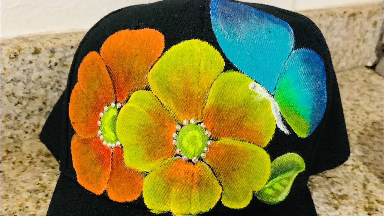COMO PINTAR UNA GORRA CON FLORES