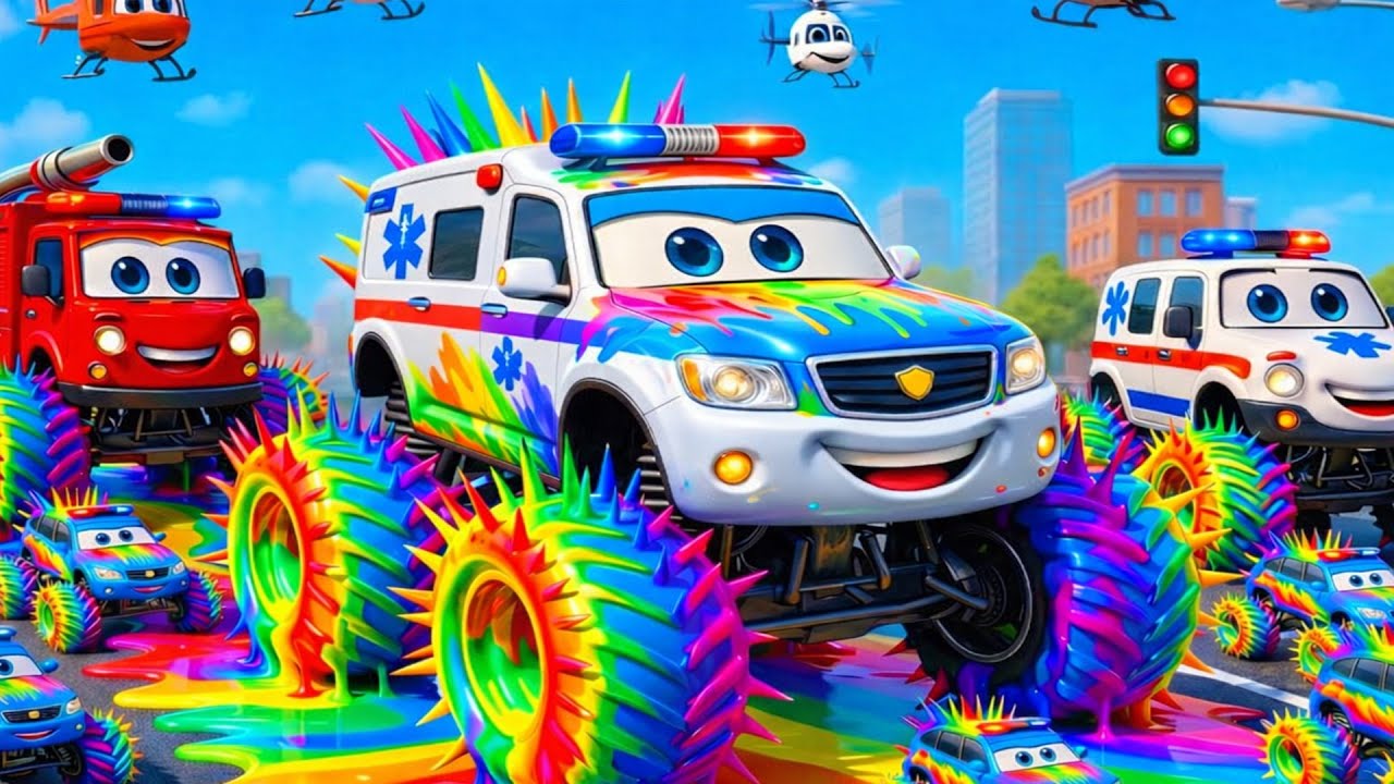 Tiny vs Giant Cars!! 📏😲 | Police Car & Friends Rescue Cars Cartoon