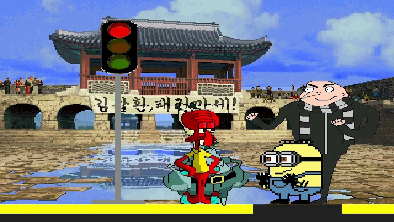 KOF MUGEN Traffic Light vs Tag Dave the minion Gru Squidward Mr Krabs