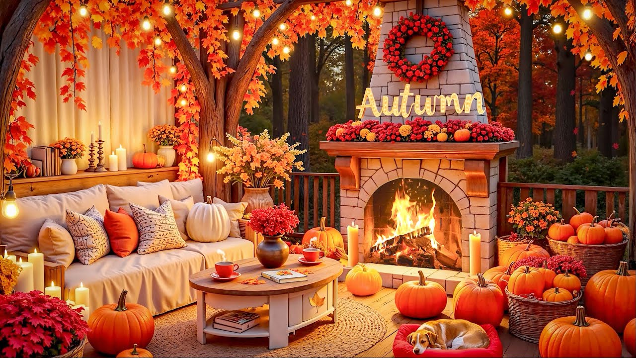 Soothing Jazz Instrumental Music 🍂 Smooth Jazz with Cozy Autumn Fireplace Ambience for Relaxation