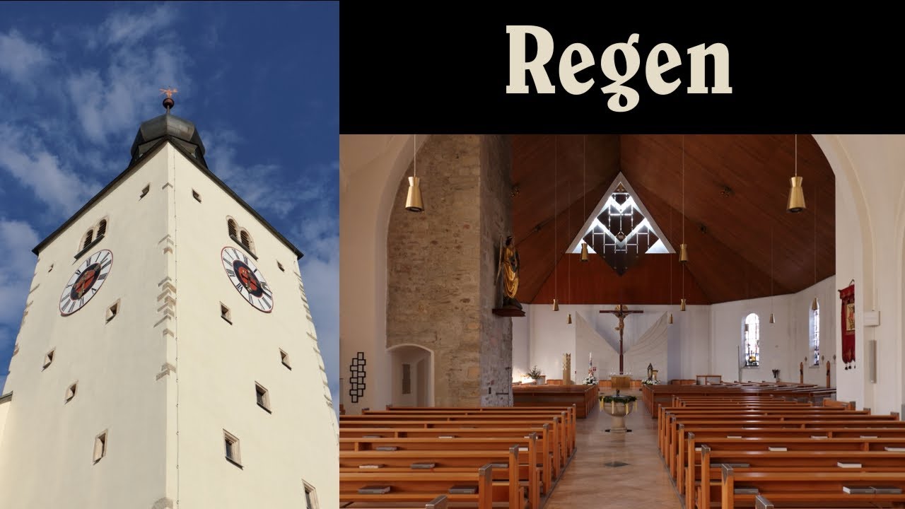 REGEN (REG), Stadtpfarrkirche St. Michael - Glocken einzeln und Gesamtgeläut (Turmaufnahme)
