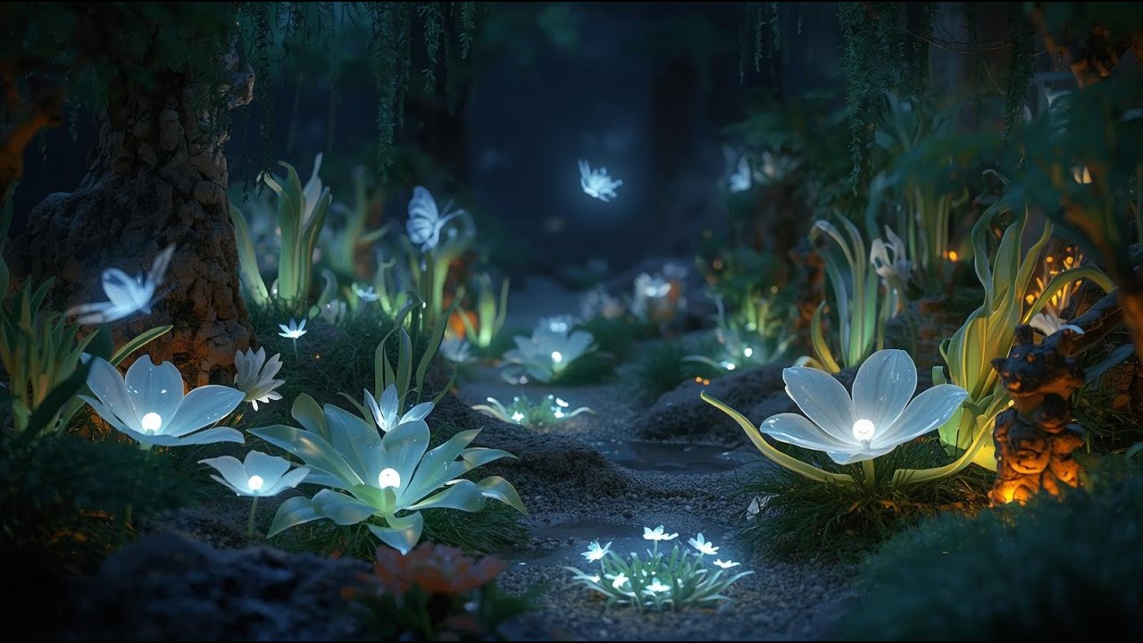 Enchanted Night Garden 🌙 Glowing Flowers | Deep Ambient Sleep Music