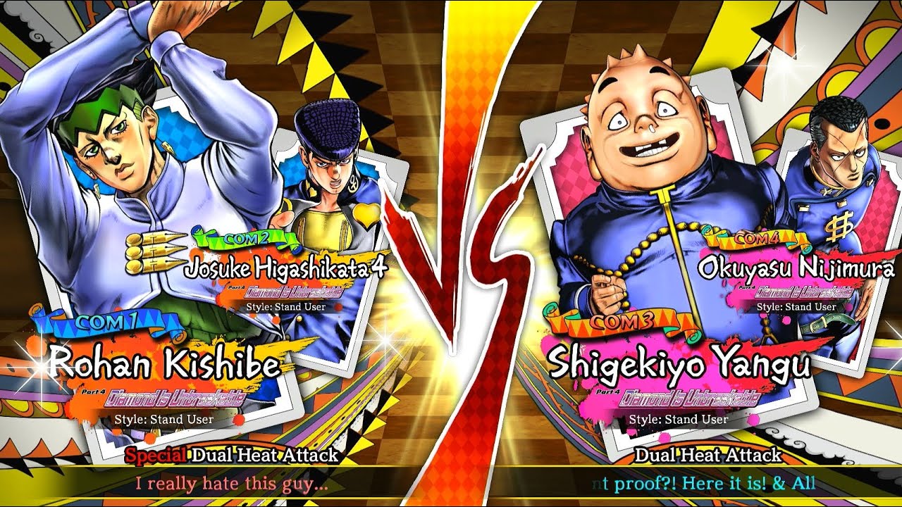 Jojo EOH Rohan and Josuke vs Shigekiyo and Okuyasu