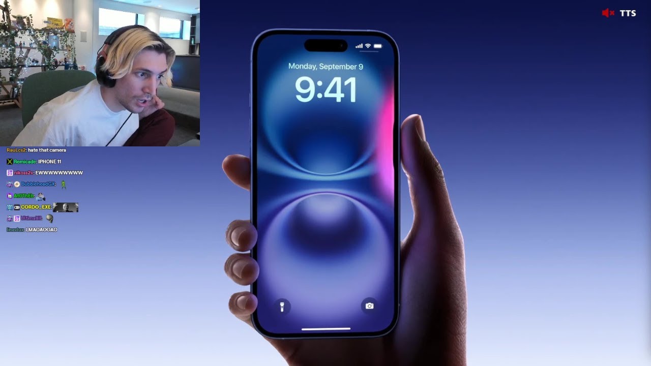 xQc в шоке от анонса iPhone 16